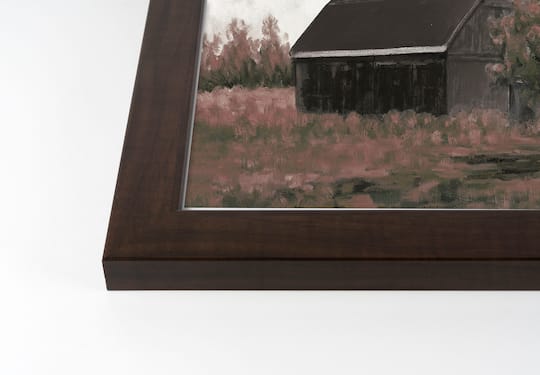 Black Barn Landscape Walnut Framed Print